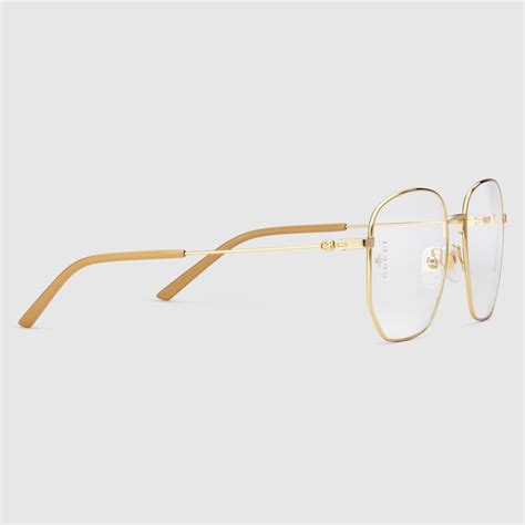 gucci damenbrille gold|Shiny Gold Metal Rectangular.